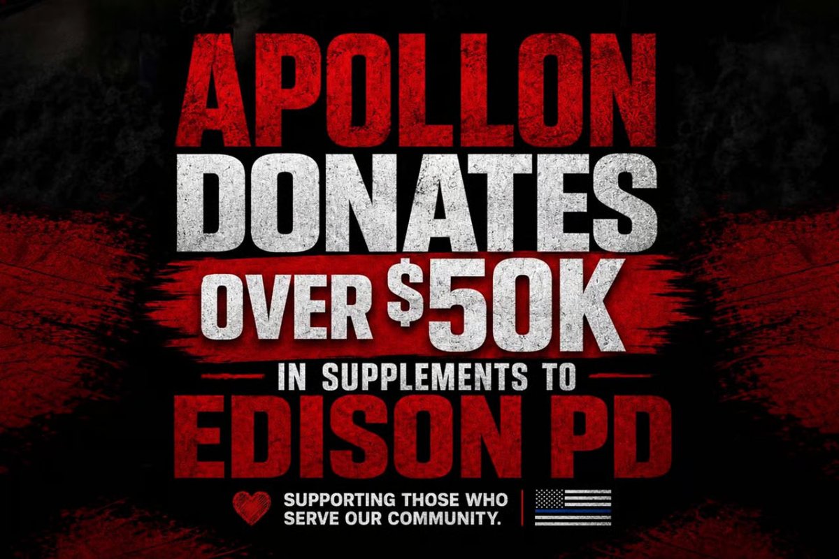 Apollon gives over $50,000 in product in its annual donation to the Edison Police Department - Apollon Nutrition
