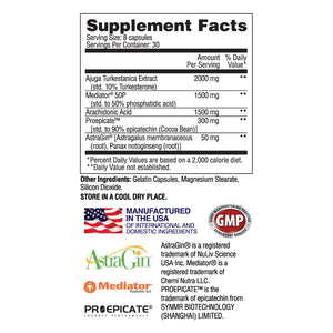 Image of the The Last Emperor Natural Muscle Builder supplement facts panel