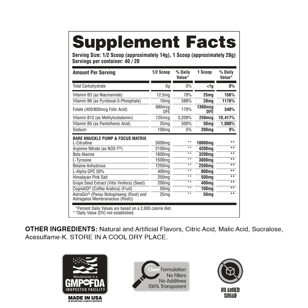 Bare Knuckle - Premium Non - Stimulant Nitrate Infused Pre - Workout Powerhouse - Apollon Nutrition - -