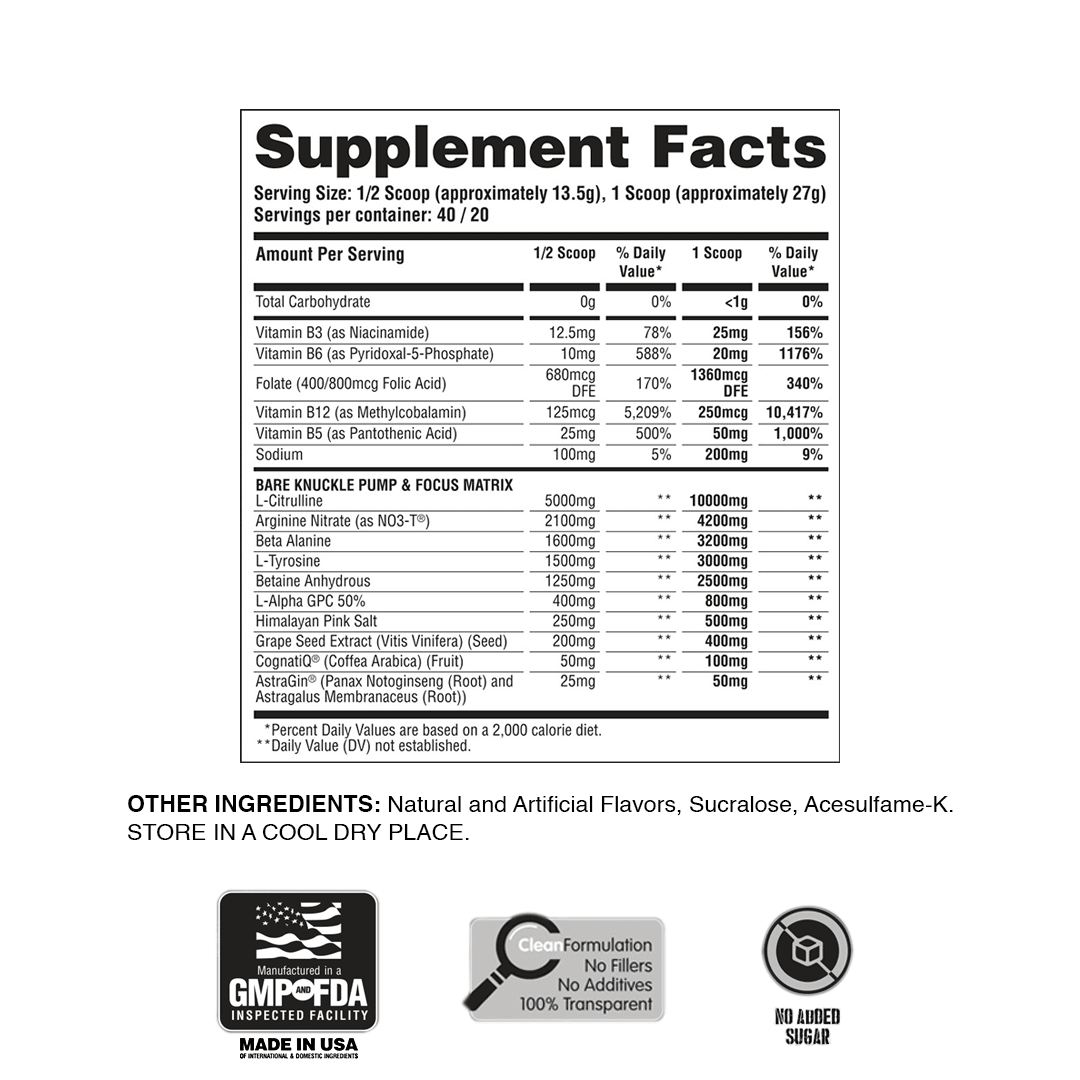 Bare Knuckle - Premium Non - Stimulant Nitrate Infused Pre - Workout Powerhouse - Apollon Nutrition -  - 