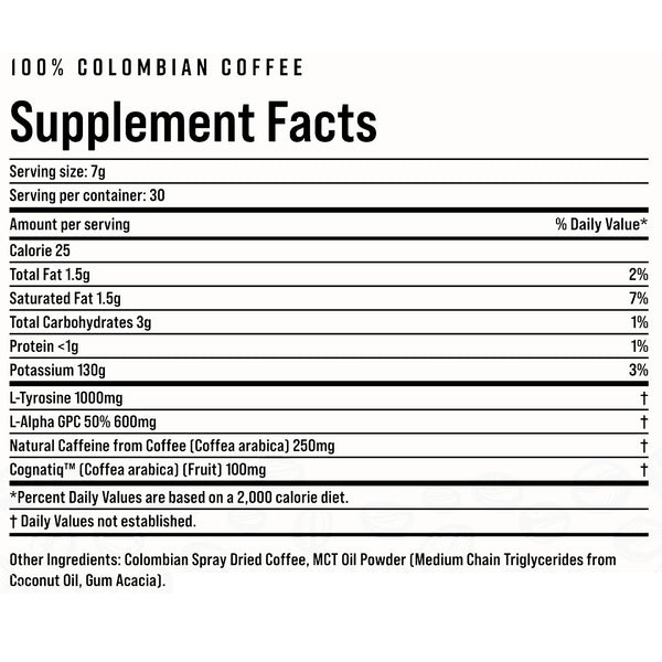 Apollon Nutrition Sharp Coffee supplement facts panel